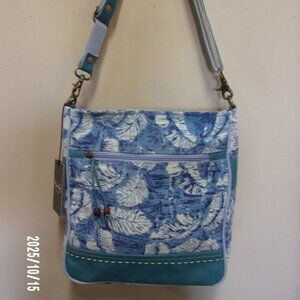 NWT,  Myra Bag Co Blue Canvas Purse with Leather Trim